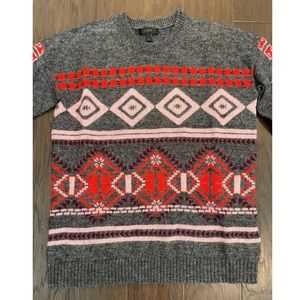 J.Crew Grey Crewneck Sweater with Design
